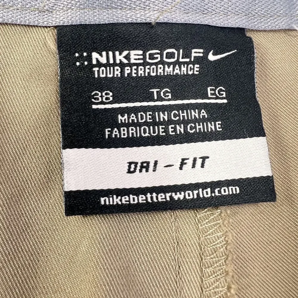 Nike Golf Tour Performance Mens Shorts Size 38 Khaki Dri-Fit Chino Athletic